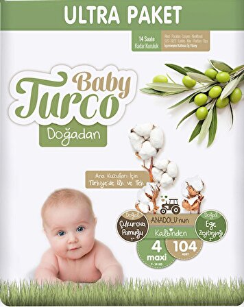 Baby Turco Doğadan 4 Numara Maxi 104'lü Bel Bantlı Bez