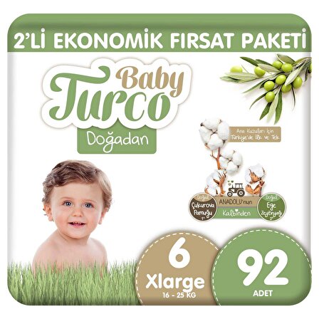 Baby Turco Doğadan 6 Numara X Large 92'li Bel Bantlı Bez