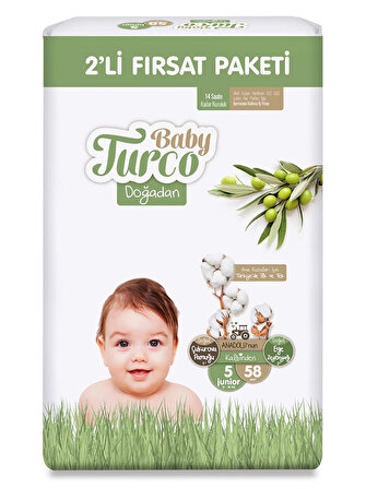 Baby Turco Doğadan Fırsat Paketi 5 Junior Numara 58 Adet