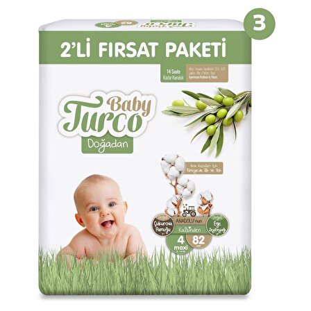 Baby Turco Doğadan 4 Numara Maxi 246'lı Bel Bantlı Bez