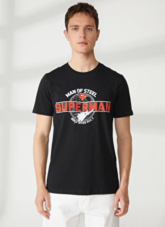 Never Say Never Superman Baskılı Siyah Erkek T-Shirt BYL3130