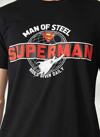 Never Say Never Superman Baskılı Siyah Erkek T-Shirt BYL3130