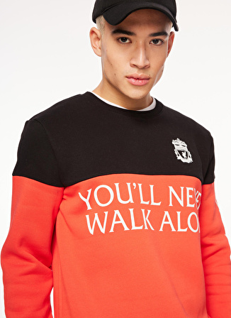 Never Say Never Erkek Kırmızı Bisiklet Yaka Oversize Düz LIVERPOOL Sweatshirt BYL3772