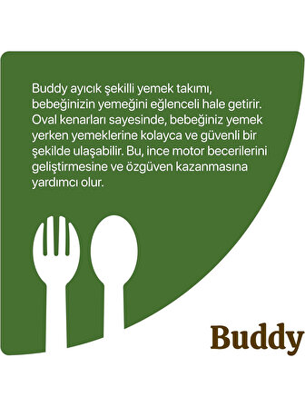 Tucklebery Buddy 3'lü Mama Tabağı Seti Yeşil
