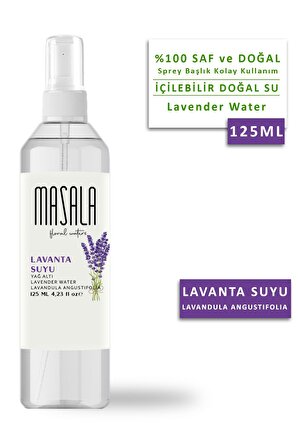 Masala Saf Lavanta Suyu 125 ml %100 Doğal Yağlı Hidrosol - Tonik Lavender Floral Water Hydrosol Tonic