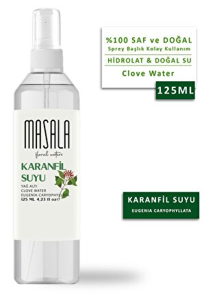 Masala Saf Karanfil Suyu 125 ml %100 Doğal Yağlı Hidrosol - Tonik Clove Floral Water Hydrosol Tonic