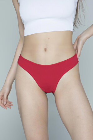 2 Li Pamuklu Likralı Kadın Kırmızı Klasik Model Premium Kalite Tanga. Mükemmel Uyum