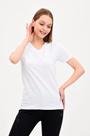 Kadın V Yaka Basic Tişört