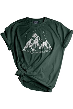 Store Unisex Baskılı Tişört Outdoor Sport T-shirt KAMP GREEN