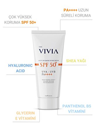The Vivia Leke Karşıtı Yüksek Koruyucu Yüz Güneş Kremi Tüm Cilt Tipleri SPF 50+ 50 ml