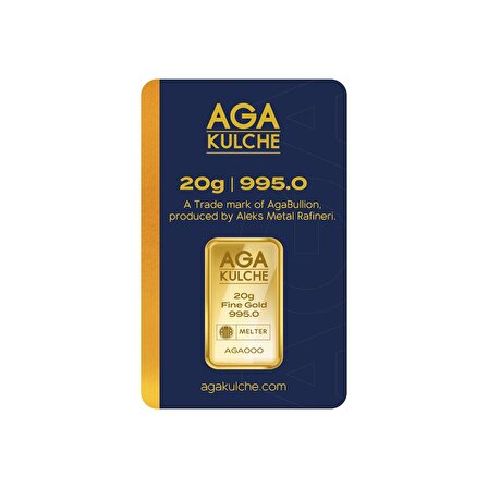 AgaKulche 20 Gram 24 Ayar Külçe Altın
