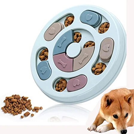 TİNEKE Köpek oyuncağı mama bulmaca yavaş besleyici köpek gıda dağıtıcı yavaş yeme MAVİ