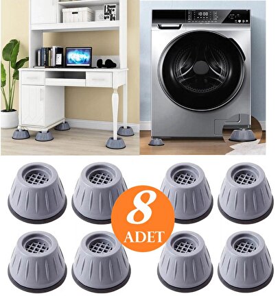 8 Adet Beyaz Eşya Altlığı Ayağı Çamaşır Bulaşık Makinası Buzdolabı Yükseltici Titreşim Önleyici