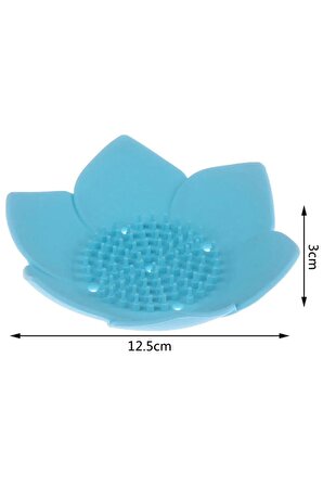 Sabunluk Lotus Tasarımlı Şık Sabunluk Katı Sabunluk Su Giderli Sabunluk MAVİ