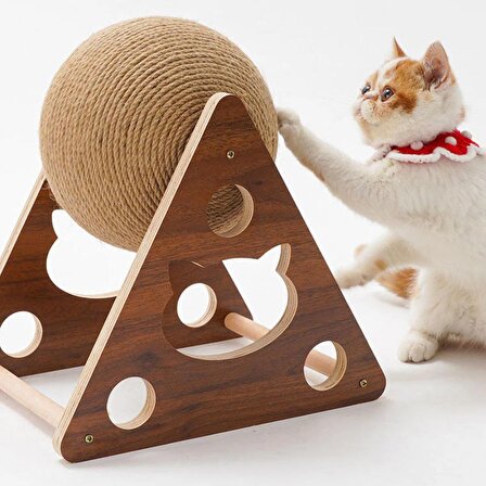 BÜYÜK Ahşap İpli Kedi Oyuncagi Topu Kedi Tırmalaması
