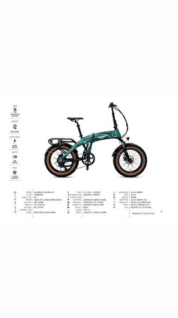 ARMOUR -20"Katlanir (FAT Bike) -7 Vites-Elektrikli- Yesil-Gri