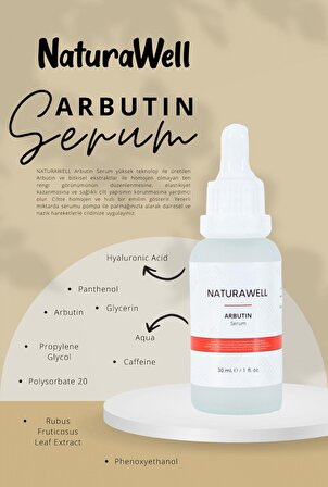 Arbutin %2 + Hyaluronic Acid Leke Gidermeye Yardımcı Cilt Tonu Eşitleyici Cilt Bakım Serumu 30ml