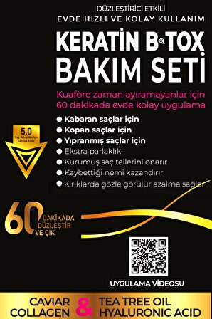 4 Aşamalı Keratin Botox Hızlı Düzleştirici & Bakım Full Set (KOYU RENKLİ SAÇLAR İÇİN)