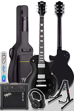 Midex GRX-200BK-25-AMP Profesyonel Elektro Gitar Seti 25 Watt Gainli Şarjlı Amfi ve Full Set (H-H)