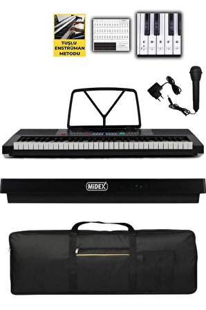 Midex PS-2500KS LED Ekran 61 Tuşlu Org Klavye (Stand Çanta Kulaklık Adaptör Notalık Metod)