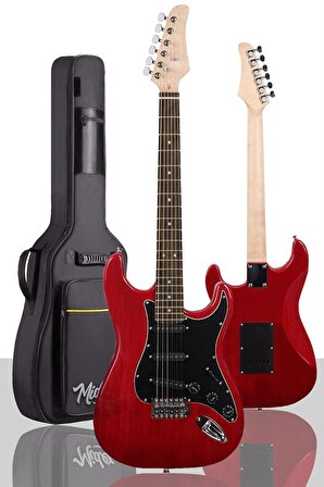 Midex RPH30RD RED Profesyonel Elektro Gitar (Çanta Askı Capo Tuner Pena Kablo Yedek Tel)