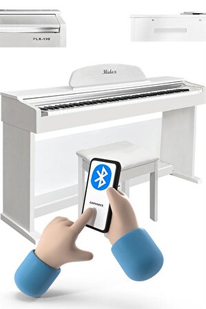 Midex PLX-190WH Dijital Piyano 88 Tuşlu Beyaz Tuş Hassasiyetli Çekiç Aksiyonlu