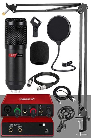 Lastvoice BM800-GLX-500 PRO Ses Kartı ve Condenser Mikrofon Stand Filtre Set