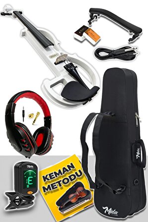 Midex RCZ-606W PAK Elektro Keman + Şarjlı Mikrofonlu Çanta Amfi Full Set Beyaz