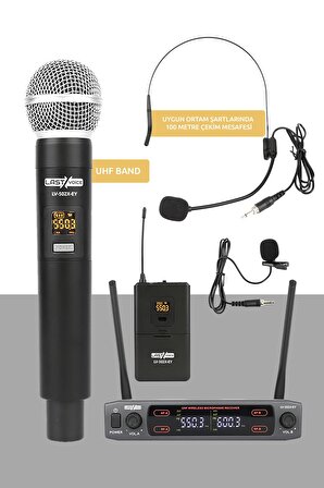 Lastvoice Lv-502EY UHF Dijital 2x30 Kanal Çiftli EL Yaka Headset Telsiz Kablosuz Mikrofon