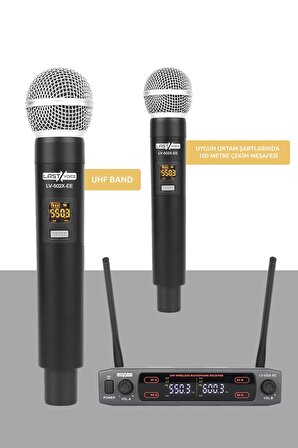 Lastvoice Lv-502EE UHF Dijital 2x30 Kanal Çiftli EL Telsiz Kablosuz Mikrofon