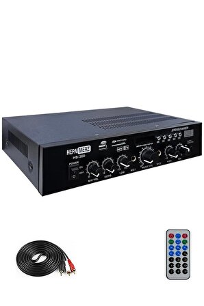 Hepa Merz HB-300 Stereo Mixer Amfi 4-8 Ohm 2 Çıkışlı 2x150W Anfi Bluetooth Usb