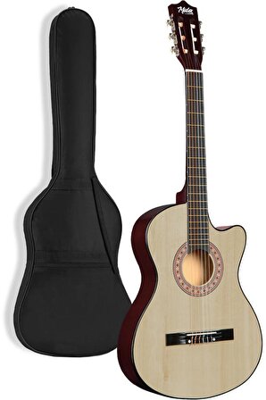 Midex CG-395NT Natural Renk Kesik Klasik Gitar 4/4 Yetişkin Boy Sap Ayarlı Full Set