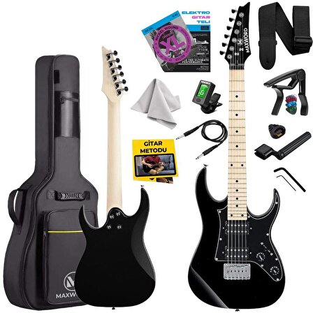 Maxword DE-150BK Maple Klavye HH Manyetik Yüksek Kaliteli Elektro Gitar Seti