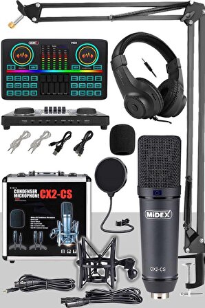 Stüdyo Ekipmanları Private Paket-5 CX2 Mikrofon VS22 Ses Kartı Stüdyo Kayıt Seti