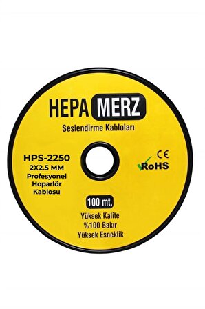Hepa Merz HPS-2250 Bakır Ses Hoparlör Kablosu 2x2.5 mm 100 Mt.