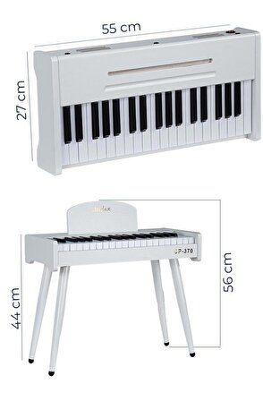 Midex CP-370WH Ahşap Çocuk Piyanosu Pilli 37 Tuşlu Gerçek Piyano Tuşları