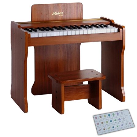 Midex CP-360OR Ahşap Çocuk Piyanosu Pilli 37 Tuşlu Gerçek Piyano Tuşları