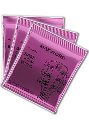 Maxword GT-Bass-3X Kaliteli Bas Gitar Teli 3 Takım Set