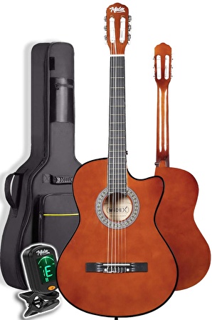 Midex CG-390BRW-XBAG Klasik Gitar 4/4 Sap Ayarlı Kesik Kasa (Çanta Tuner Askı Capo Metod Pena)