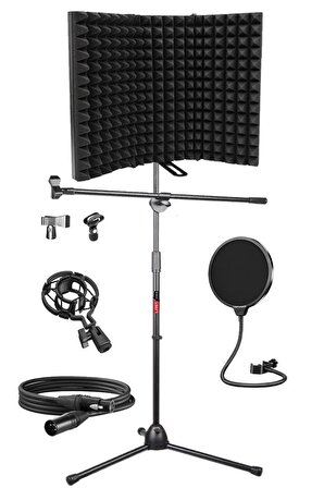 Lastvoice PF-53X Mikrofon Standı Yalıtım Paneli XLR Kablo Pop Filter