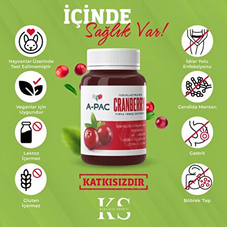 Kızılcık Sepeti A-pac Cranberry Turna Yemişi Kızılcık Ekstresi Vitamin C 450 ml 60 Kapsül