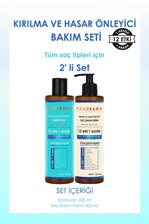PANORAMA Professional Kırılma ve Hasar Önleyici Bakım Seti 400 ml Şampuan + Saç Bakım Kremi 2'li Set