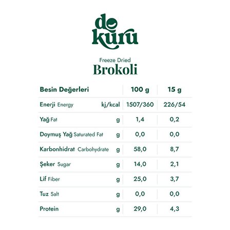 Freeze Dried Brokoli 15 gr