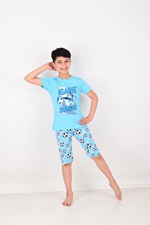 erkek çocuk kısa kollu pijama takımı game changer  mavi