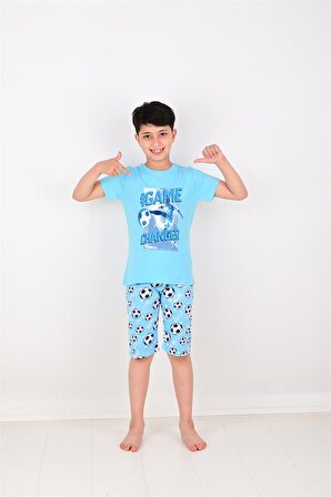 erkek çocuk kısa kollu pijama takımı game changer  mavi