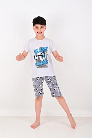 erkek çocuk kısa kollu pijama takımı game changer gri