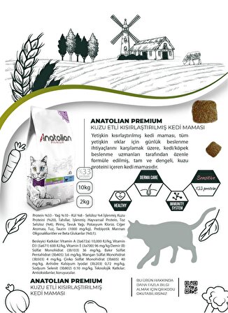 Anatolian Premium Sterilised Lamb Kuzulu Kısırlaştırılmış Kedi Maması 4 Kg
