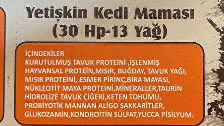 Tavuk Etli Kedi Maması 30 Protein (15 Kg )