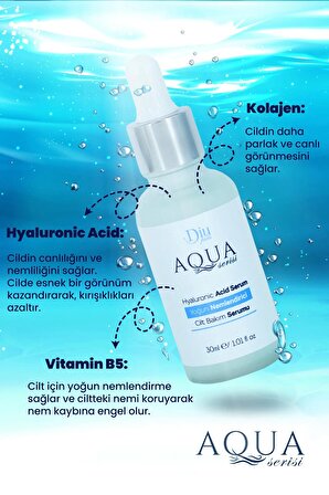 Aqua Yoğun Nemlendirici Serum Hyalüronik Asit Kolajen Cilt Bakım Serumu Hyaluronic Acid 30 Ml