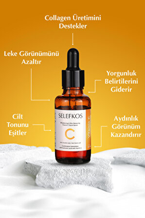 Vitamin-C Serum Aydınlatıcı Renk Tonu Eşitleyici C Vitamini Serum (%10AscorbicAcid-%0,5FerulicAcid)